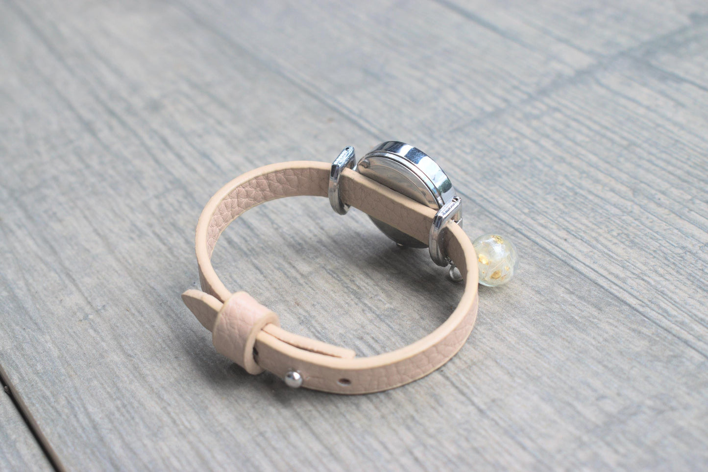 Armbanduhr mit Pusteblume, Pusteblumenschmuck, Naturschmuck, echte Pusteblume, Blattgold, rosa Armbanduhr, Geschenk für sie