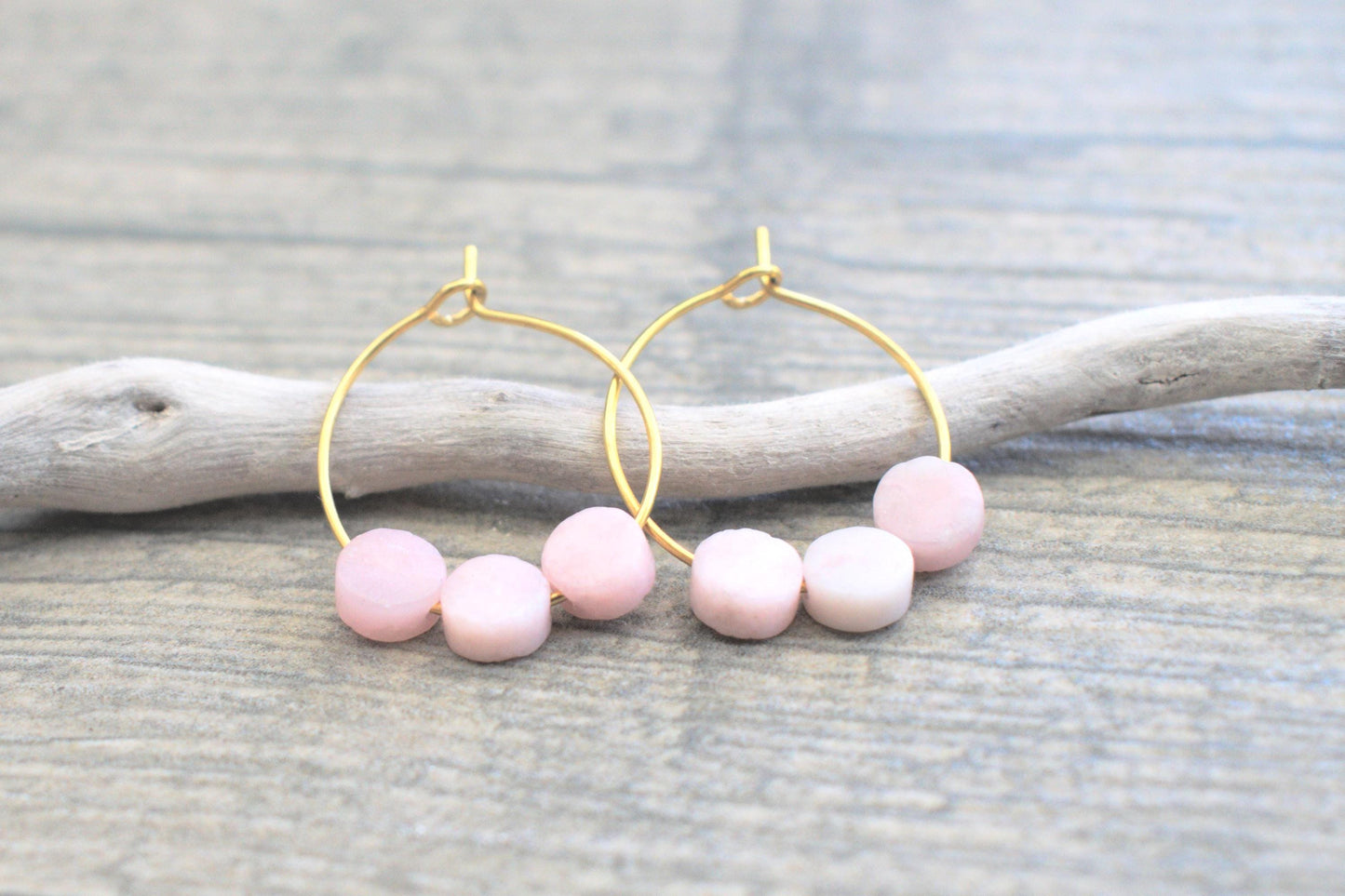 Halskette mit rosa Opalen, Halskette mit Herz Damen, echte Opal Kette