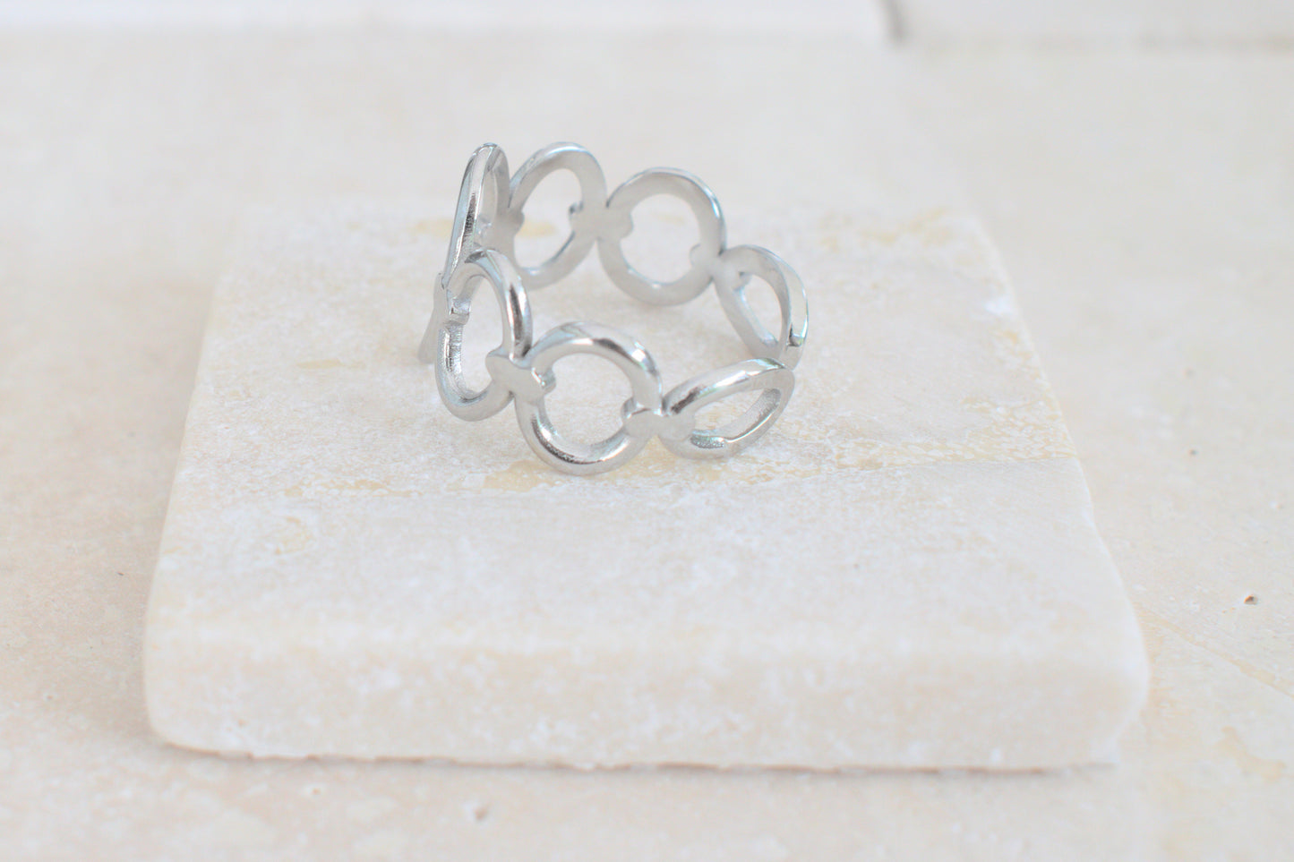 Stapelring aus Edelstahl, Freundschaftsring, silberner Ring, offener Ring