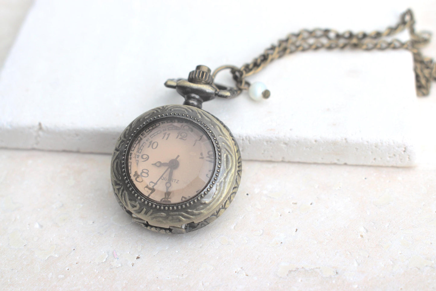 Kettenuhr Damen Perlmutt, Kettenuhr Damen vintage, Damen Kettenuhr rosa, Umhängeuhr Damen, Geschenk für Sie