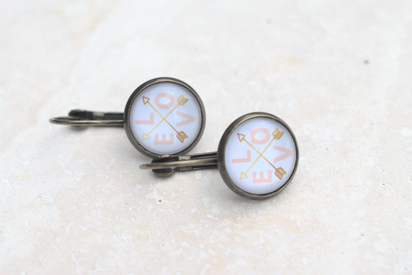 Ohrringe Love, vintage Ohrringe, Ohrringe mit Cabochon, Geschenk für Freundin