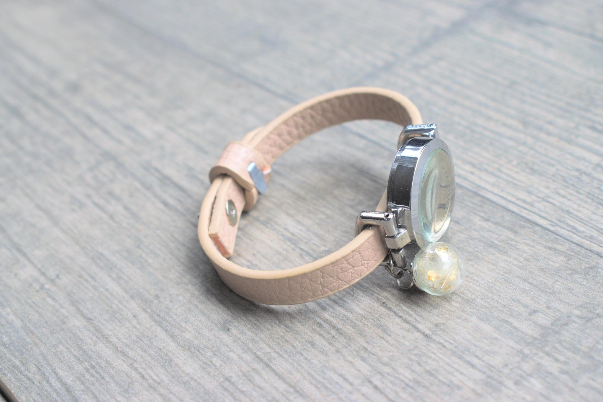 Armbanduhr mit Pusteblume, Pusteblumenschmuck, Naturschmuck, echte Pusteblume, Blattgold, rosa Armbanduhr, Geschenk für sie