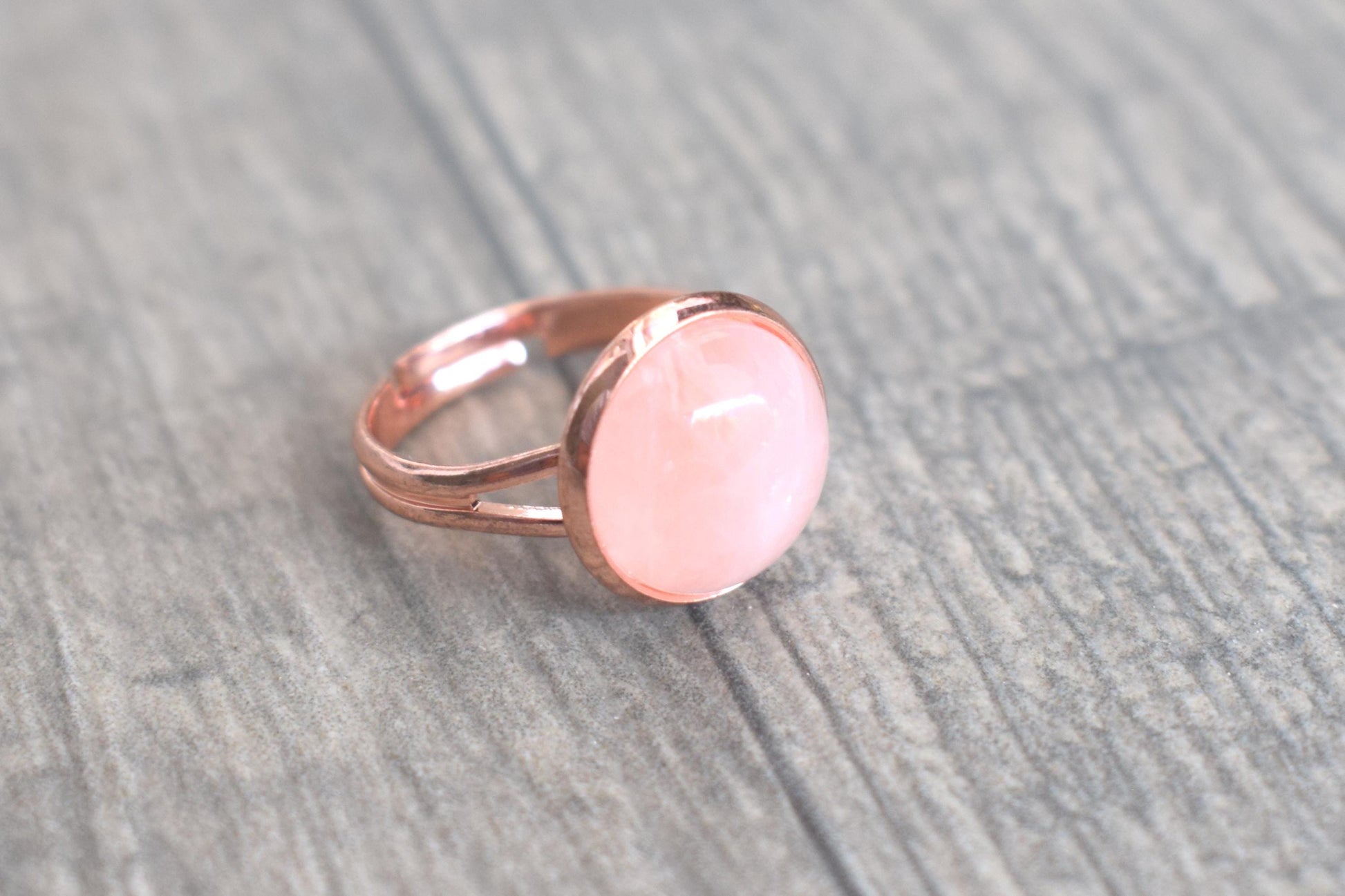Ring Rosenquarz, rose goldener Ring, Damenring mit Edelstein, Edelsteinschmuck, every day ring, verstellbarer Ring