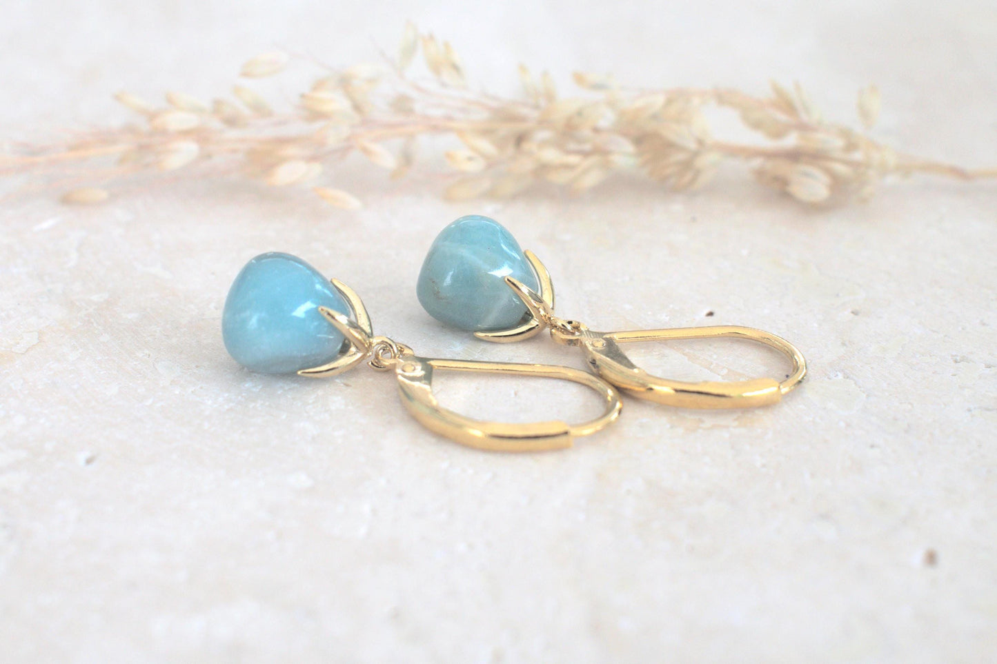 Amazonit Ohrringe, Edelsteinschmuck, hängende Ohrringe, türkise Ohrringe, Hängeohrringe mit Edelstein