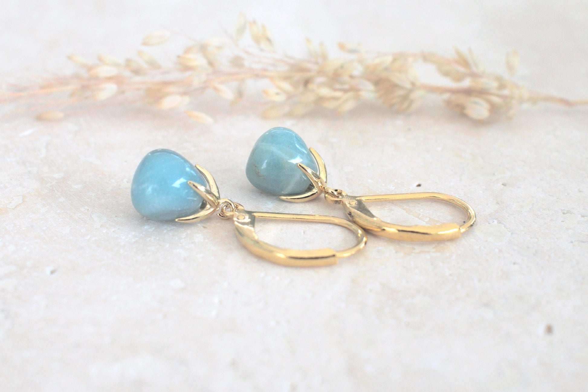 Amazonit Ohrringe, Edelsteinschmuck, hängende Ohrringe, türkise Ohrringe, Hängeohrringe mit Edelstein