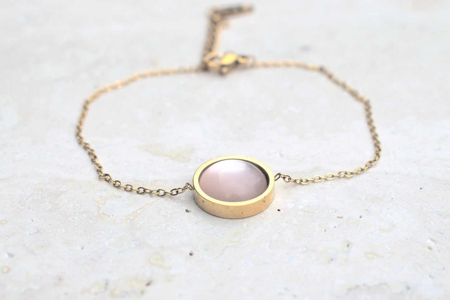 Minimalistisches Armband in gold und rosa, Hochzeit Schmuck, Damenarmband gold rosa