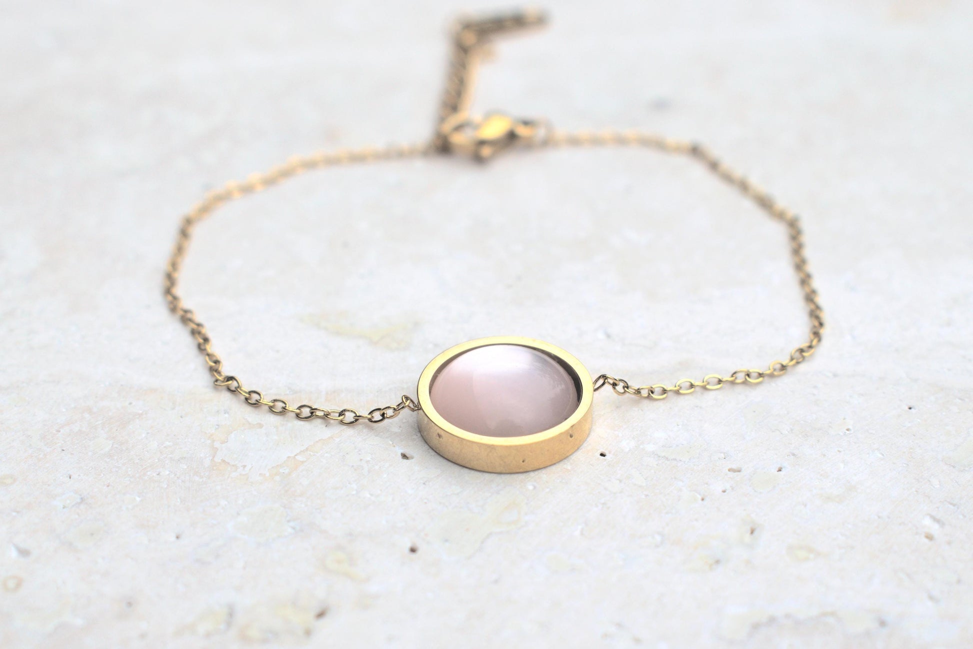 Minimalistisches Armband in gold und rosa, Hochzeit Schmuck, Damenarmband gold rosa