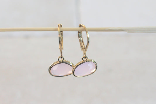 Rosa goldene Ohrringe, Hochzeitsschmuck, minimalistische Ohrringe, Ohrringe gold Damen, Ohrringe gold hängend