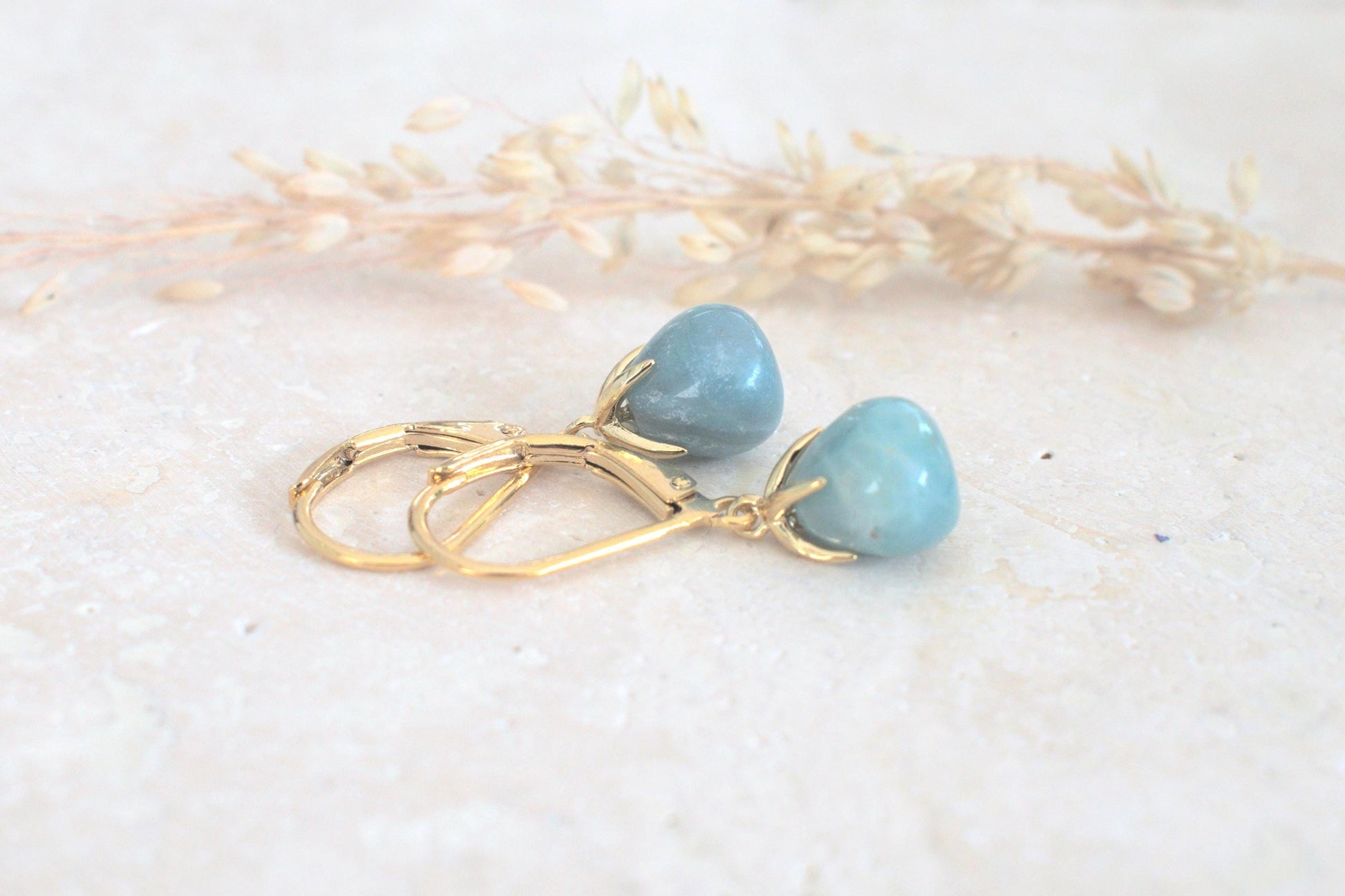 Amazonit Ohrringe, Edelsteinschmuck, hängende Ohrringe, türkise Ohrringe, Hängeohrringe mit Edelstein