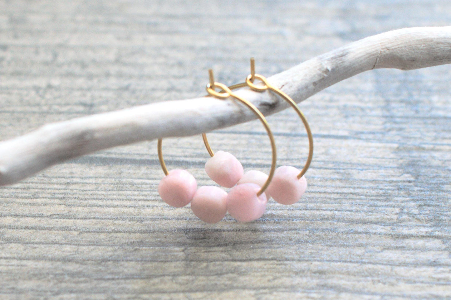 Opal Creolen rosa gold, Edelstein Ohrringe Damen, Opal Creolen gold