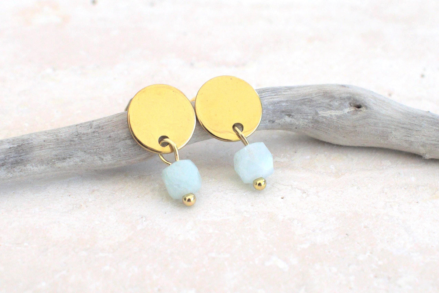 Ohrstecker mit Jade Perlen, Edelstein Ohrringe Damen, Ohrstecker mit Edelstein