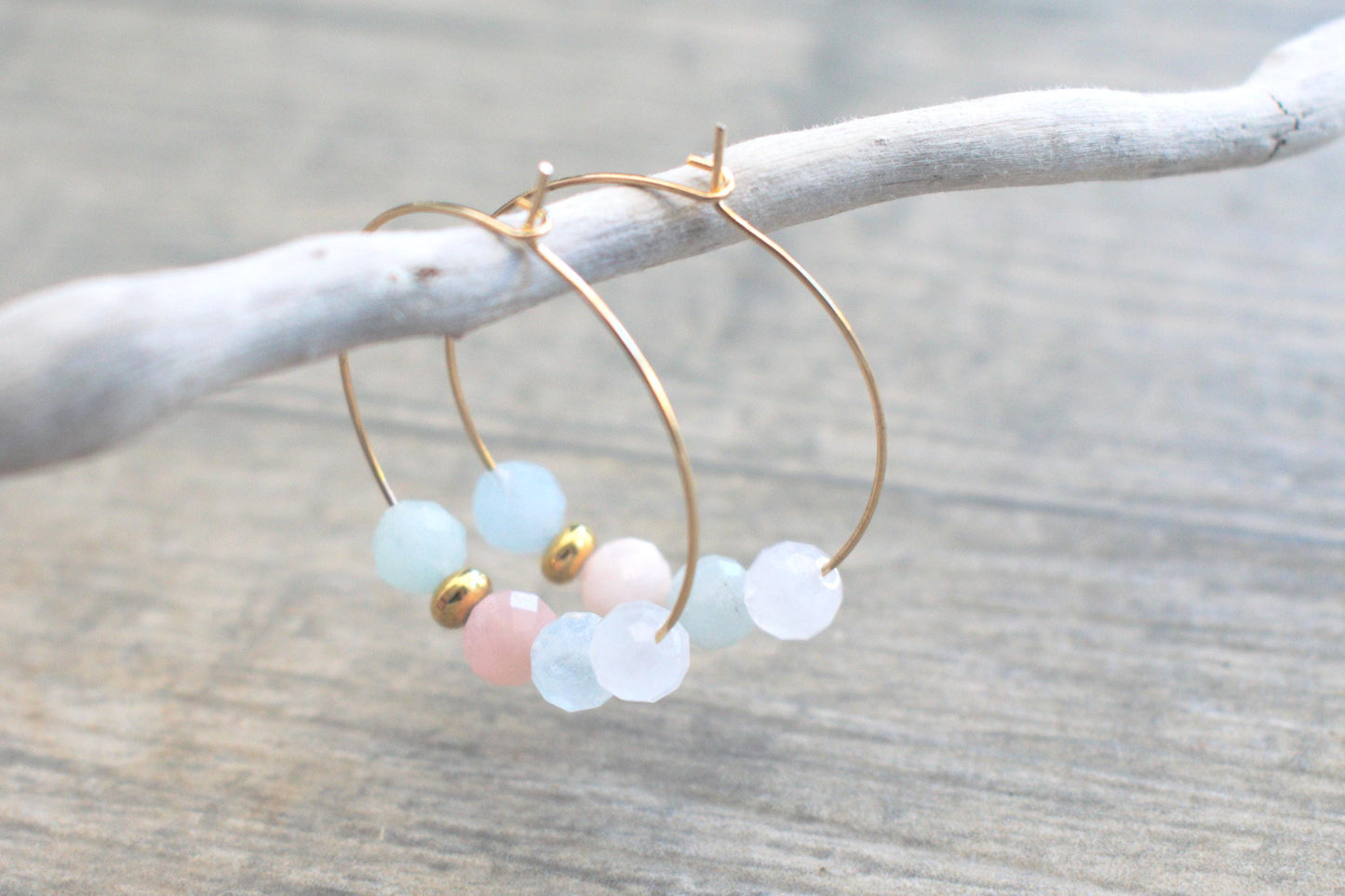 Kette mit Morganit Perlen, Edelstein Kette, Edelstein Kette Damen