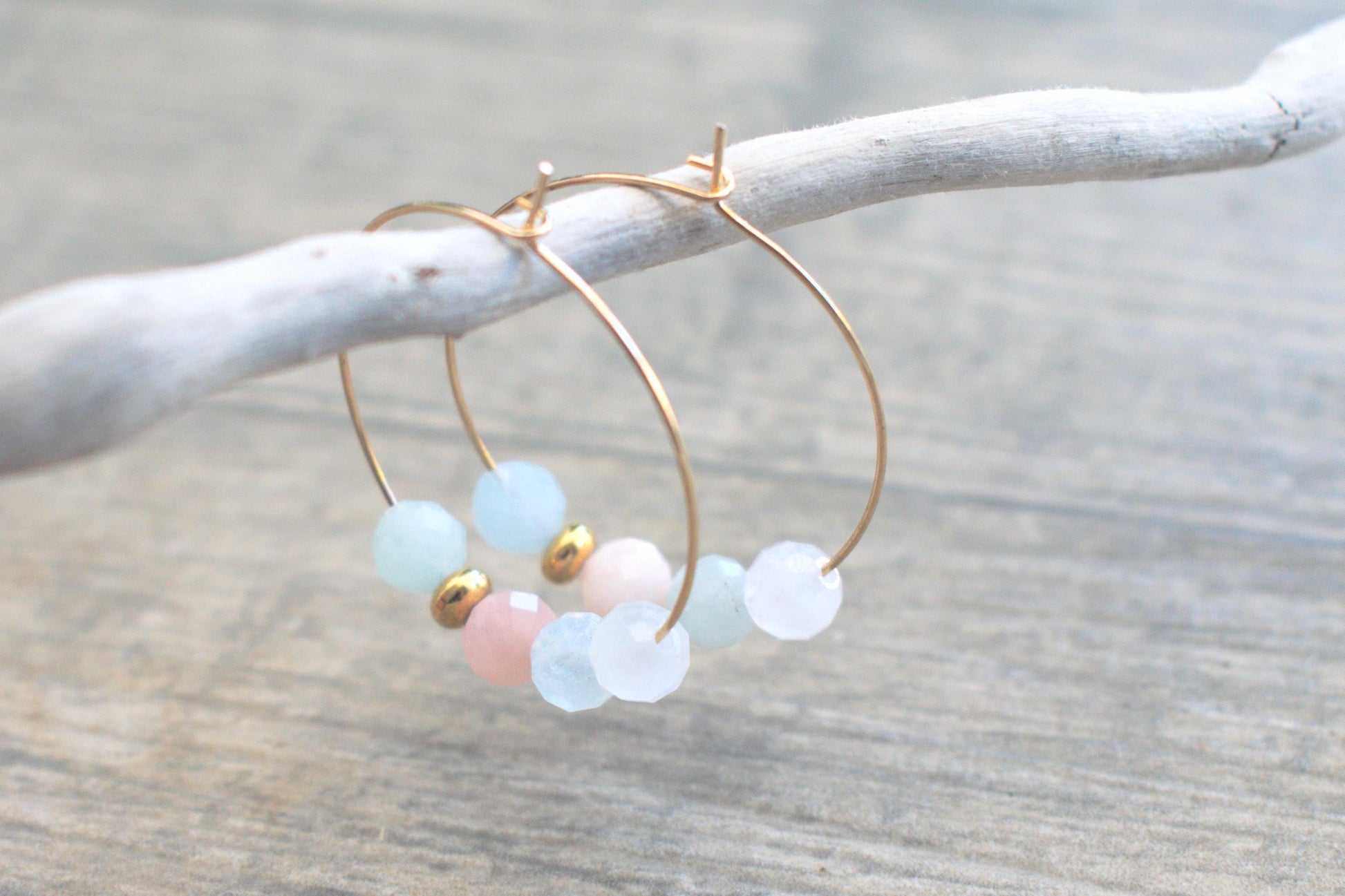 Kette mit Morganit Perlen, Edelstein Kette, Edelstein Kette Damen