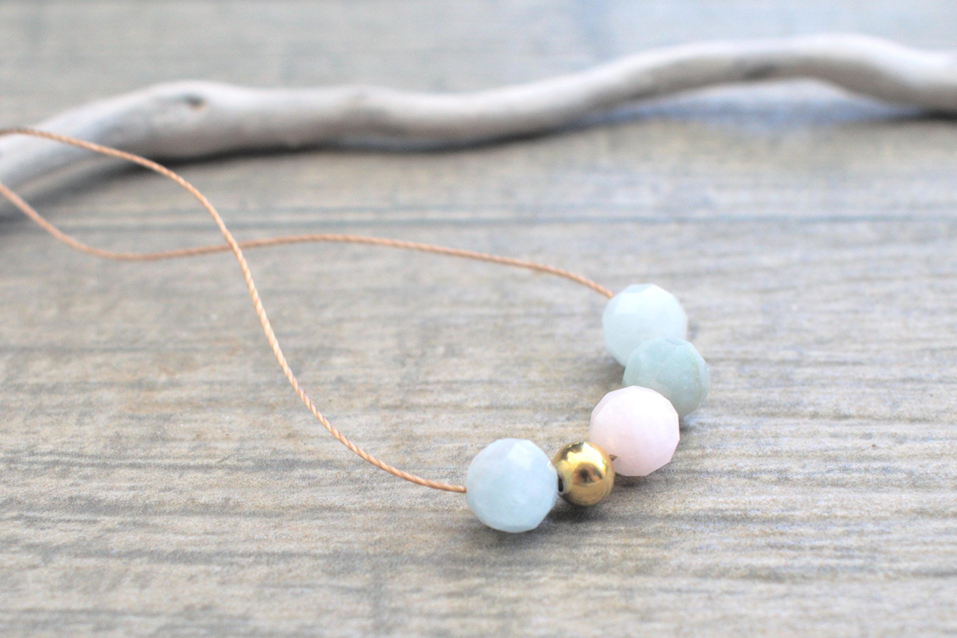 Kette mit Morganit Perlen, Edelstein Kette, Edelstein Kette Damen