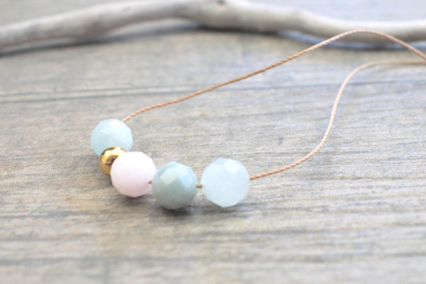 Kette mit Morganit Perlen, Edelstein Kette, Edelstein Kette Damen