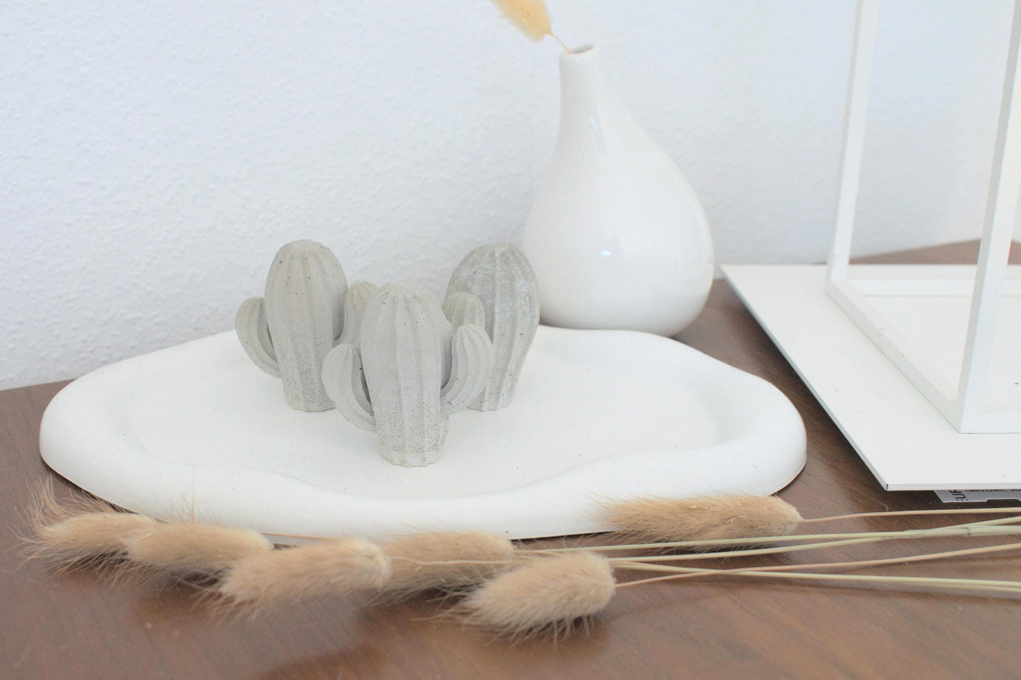 Kaktus aus Beton, Ringhalter aus Beton, kleiner Kaktus, grauer Kaktus