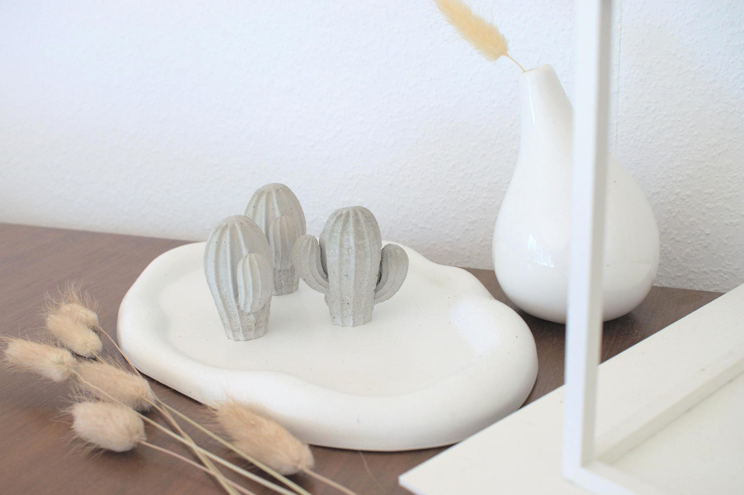 Kaktus aus Beton, Ringhalter aus Beton, kleiner Kaktus, grauer Kaktus