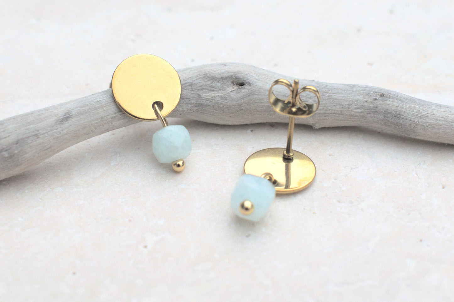 Ohrstecker mit Jade Perlen, Edelstein Ohrringe Damen, Ohrstecker mit Edelstein